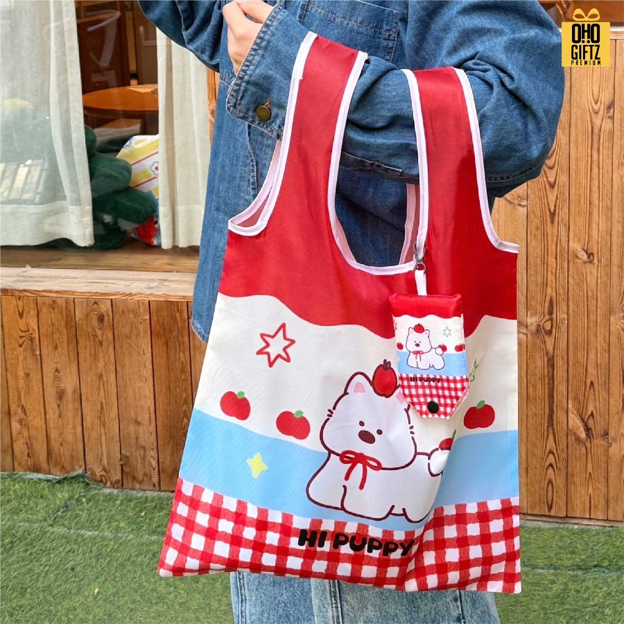 รับผลิตกระเป๋าพับเก็บได้ พิมพ์ภาพได้เต็มใบไม่จำกัดสี สกรีนโลโก้ ทำเป็นของพรีเมี่ยมได้