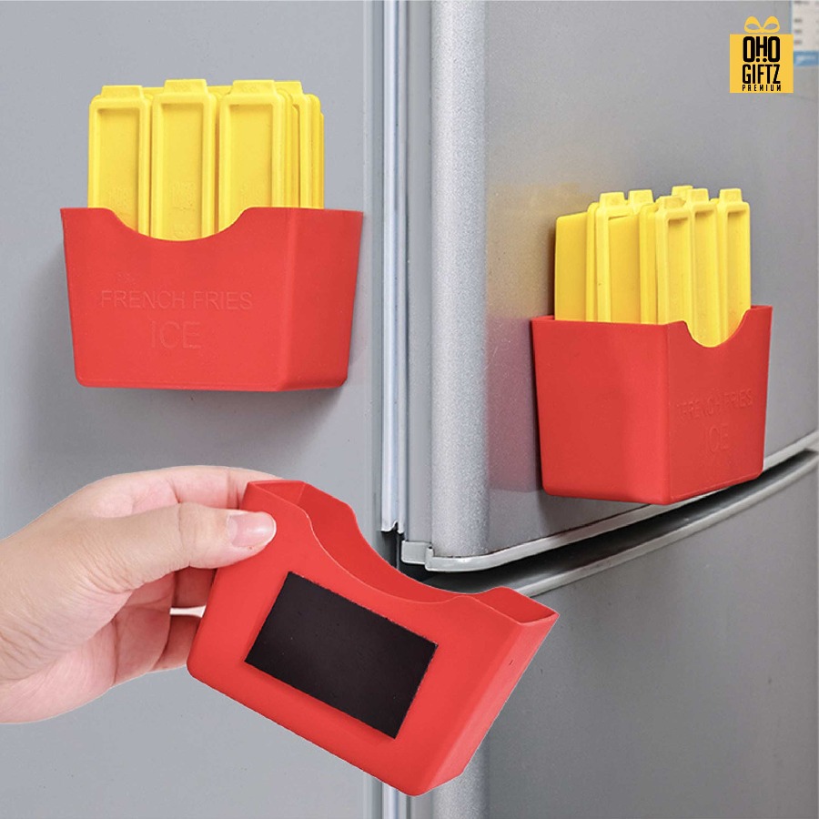 ถาดทำน้ำแข็งพลาสติกทรงเฟรนช์ฟราย แม่เหล็กติดตู้เย็น สกรีนชื่อ สกรีนโลโก้ ทำเป็นของพรีเมี่ยมได้