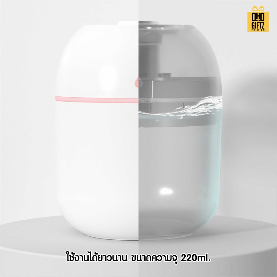 เครื่องเพิ่มความชื้นแบบพ่นสเปรย์ไอน้ำ ชารจ์ USB สกรีนชื่อ สกรีนโลโก้ ทำเป็นของพรีเมี่ยมได้กรีนโลโก้ ทำเป็นของพรีเมี่ยม