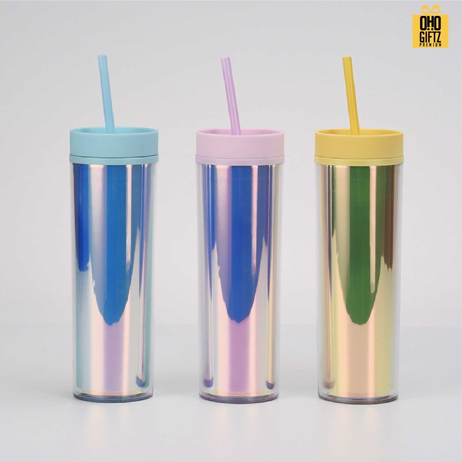 แก้วพลาสติก 2 ชั้น Rainbow สกรีนโลโก้ ทำเป็นของพรีเมี่ยมได้