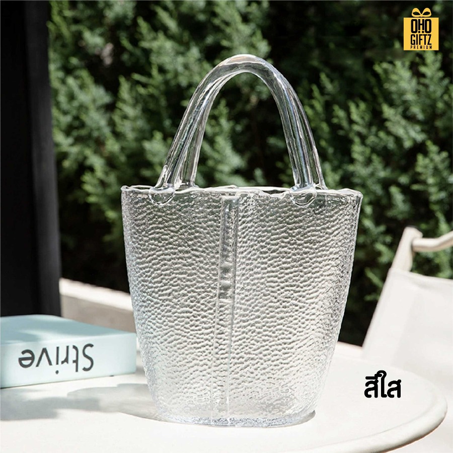 แจกันทรงกระเป๋าถือ สกรีนโลโก้ ทำเป็นของพรีเมี่ยม ของชำร่วยได้