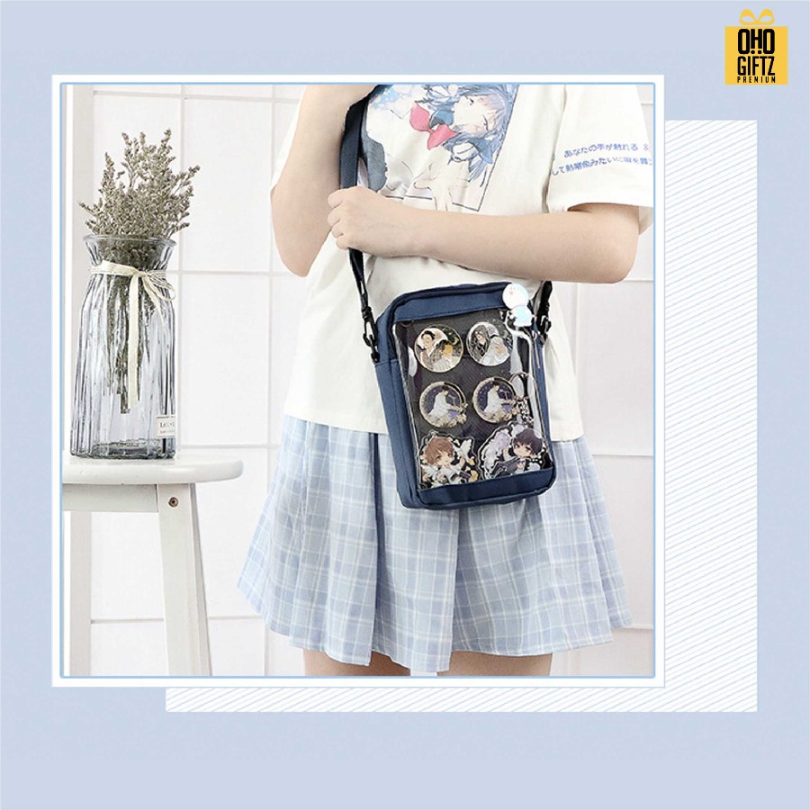 กระเป๋าสะพาย ด้านหน้า PVC สกรีนโลโก้ ทำเป็นของพรีเมี่ยมได้