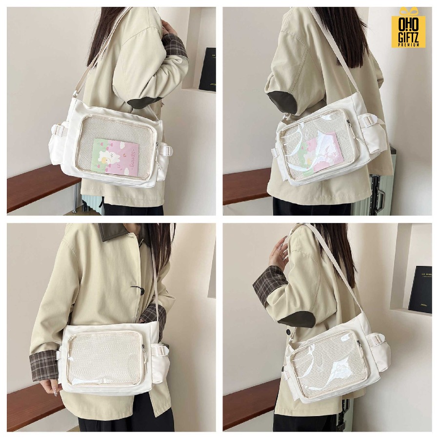 กระเป๋าสะพาย ช่องหน้า PVC สกรีนโลโก้ ทำเป็นของพรีเมี่ยมได้