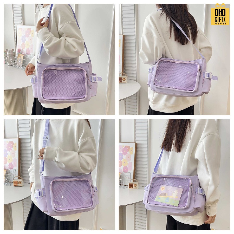 กระเป๋าสะพาย ช่องหน้า PVC สกรีนโลโก้ ทำเป็นของพรีเมี่ยมได้