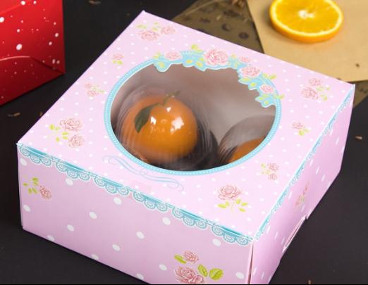 กล่องเบเกอรี่ กล่องใส่ขนมเค้ก กล่อง บรรจุภัณฑ์ กล่องเค้ก 1 ปอนด์ ลายกุหลาบ