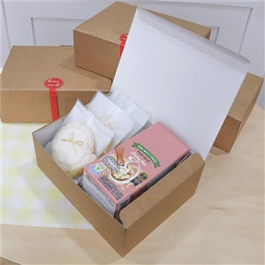 [0405035] กล่องใส่ขนม กล่องใส่เบเกอรี่ บรรจุภัณฑ์ กล่องสแน็คบ็อกซ์ คราฟท์หลังขาว