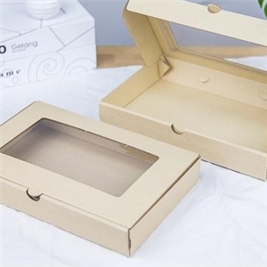 [2401039] กล่องใส่ของฝาก กล่องใส่สินค้า บรรจุภัณฑ์ กล่องลูกฟูกพรีเมี่ยม มีหน้าต่าง 18x28x4.3 cm.