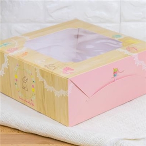 [0103010] กล่องใส่ขนม กล่องใส่เบเกอรี่ บรรจุภัณฑ์ กล่องเค้ก 3 ปอนด์ ลายไม้