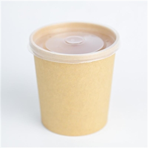 [3201048] ถ้วยกระดาษฟูดส์เกรด ถ้วยอาหาร บรรจุภัณฑ์ ถ้วยซุปกระดาษคราฟท์พร้อมฝาพลาสติก 470ml. ไซส์ XL