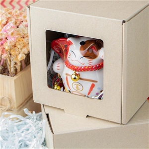 [2401079] กล่องใส่ของขวัญ กล่องใส่สินค้า บรรจุภัณฑ์ กล่องลูกฟูกอเนกประสงค์ มีหน้าต่าง 12.5x12.5x8.5 ซม.