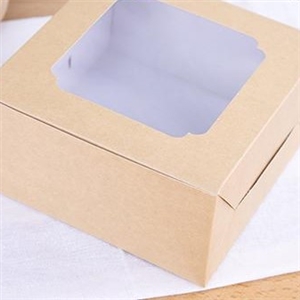 [0403030] กล่องใส่ขนม กล่องใส่เบเกอรี่ บรรจุภัณฑ์ กล่องสแน็คหน้าต่าง คราฟท์หลังขาว (กล่องเค้กครึ่งปอนด์)