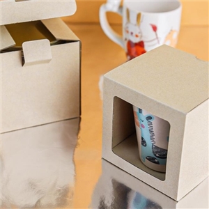 [2401091] กล่องใส่ของขวัญ กล่องใส่สินค้า บรรจุภัณฑ์ กล่องลูกฟูกพรีเมี่ยม มีหน้าต่าง 10x10x10 ซม.