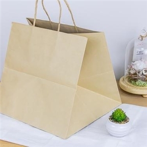 [0204004] ถุงใส่สินค้า ถุงใส่ของ บรรจุภัณฑ์ ถุงกระดาษน้ำตาลหูเกลียว ใส่กล่องเค้ก 2 ปอนด์