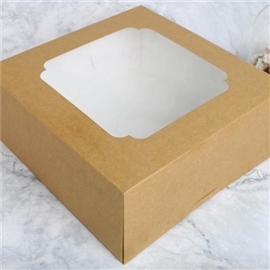 [0112003] กล่องใส่เบเกอรี่ กล่องใส่สินค้า บรรจุภัณฑ์ กล่องเค้ก 4 ปอนด์ คราฟท์หลังขาว