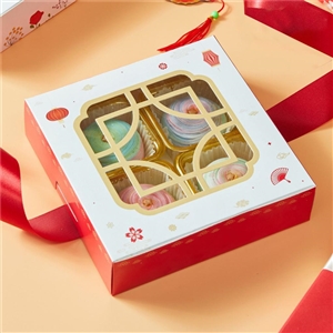 [0108119] กล่องใส่เบเกอรี่ กล่องใส่สินค้า บรรจุภัณฑ์ กล่องบราวนี่ ลาย happy chinese 01