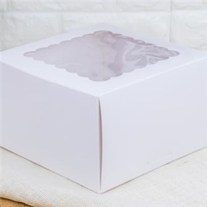[0102023] กล่องใส่เบเกอรี่ กล่องใส่สินค้า บรรจุภัณฑ์ กล่องเค้ก 2 ปอนด์ ทรงสูง สีขาว