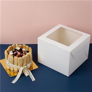 [0102080] กล่องใส่เบเกอรี่ กล่องใส่สินค้า บรรจุภัณฑ์ กล่องเค้ก 2 ปอนด์ ทรงสูง 19 ซม. สีขาว