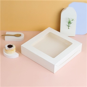 [0103036] กล่องใส่ของฝาก กล่องใส่ขนม กล่องใส่ของชำร่วย กล่องทรงเตี้ย 3 ปอนด์ สีขาว