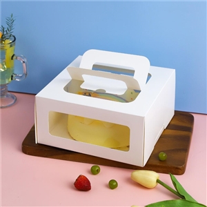 [0101083] กล่องใส่เบเกอรี่ กล่องใส่สินค้า บรรจุภัณฑ์ กล่องเค้ก 1 ปอนด์ ดับเบิ้ลวินโดวส์ สีขาว