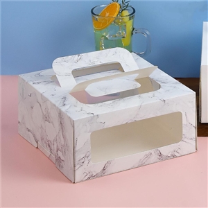 [0101085] กล่องใส่เบเกอรี่ กล่องใส่สินค้า บรรจุภัณฑ์ กล่องเค้ก 1 ปอนด์ ดับเบิ้ลวินโดวส์ ลายไวท์มาร์เบิล