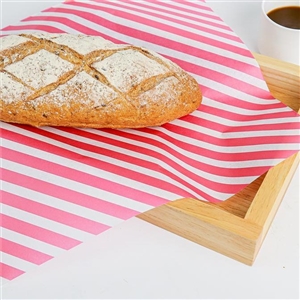 [1001068] กระดาษรองอาหาร กระดาษรองขนม กระดาษรองเบเกอรี่ 30x30 cm. ลายทาง สีชมพู
