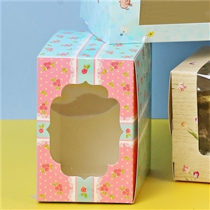 [0105007] กล่องขนม กล่องเบเกอรี่ กล่อง บรรจุภัณฑ์ กล่องเค้ก 1 ชิ้น ลายชมพูกุหลาบ