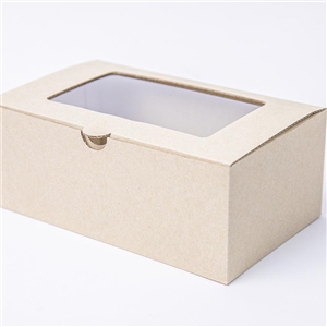 [2401070] กล่องใส่อาหาร กล่องใส่สินค้า บรรจุภัณฑ์ กล่องลูกฟูกพรีเมี่ยม มีหน้าต่าง 11x18x7 ซม.