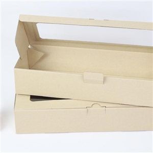 [2401072] กล่องใส่อาหาร กล่องใส่สินค้า บรรจุภัณฑ์ กล่องลูกฟูกพรีเมี่ยม มีหน้าต่าง 13x39x7 ซม.
