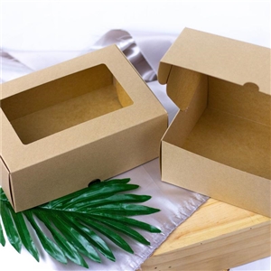 [2414005] กล่องใส่ของชำร่วย กล่องใส่สินค้า บรรจุภัณฑ์ กล่องสินค้าพรีเมี่ยม มีหน้าต่าง คราฟ 17x25x9 ซม.