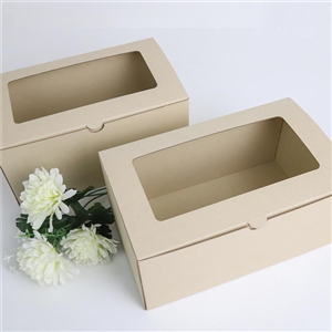 [2401077] กล่องใส่อาหาร กล่องใส่สินค้า บรรจุภัณฑ์ กล่องลูกฟูกพรีเมี่ยม มีหน้าต่าง 15x25x12ซม.