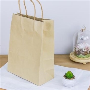 [0204007] ถุงใส่สินค้า ถุงใส่ของ บรรจุภัณฑ์ ถุงกระดาษน้ำตาลหูเกลียว 21x11x29 ซม.