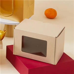 [2401020] กล่องใส่เบเกอรี่ กล่องใส่สินค้า บรรจุภัณฑ์ กล่องลูกฟูกพรีเมี่ยม มีหน้าต่าง 11x17x12ซม.