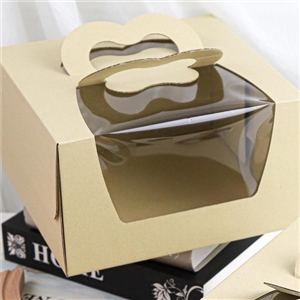[0102017] กล่องใส่เบเกอรี่ กล่องใส่สินค้า บรรจุภัณฑ์ กล่องเค้กหูหิ้วลูกฟูก 2-4 ปอนด์