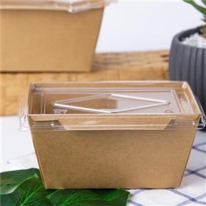 [1406027] กล่องใส่อาหาร กล่องกระดาษ บรรจุภัณฑ์ กล่องอาหารกระดาษคราฟพร้อมฝา 1000ml.