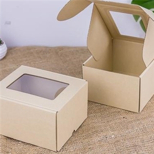 [2401029] กล่องใส่ของชำร่วย กล่องใส่ของขวัญ บรรจุภัณฑ์ กล่องลูกฟูกพรีเมี่ยม มีหน้าต่าง 14x16x9 ซม.