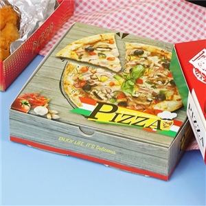 [0107011] กล่องใส่อาหาร กล่องใส่สินค้า บรรจุภัณฑ์ กล่องพิซซ่า 7 นิ้ว ลายไม้