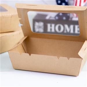 [1406019] กล่องใส่อาหาร กล่องกระดาษ บรรจุภัณฑ์ กล่องอาหารกระดาษคราฟท์ มีหน้าต่าง 700ml.