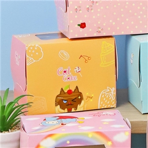 [0105031] กล่องใส่ขนม กล่อง กล่องบรรจุภัณฑ์ กล่องเค้ก 1 ชิ้น ลาย Catcake 001