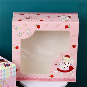 [0102083] กล่องใส่ขนม กล่อง กล่องบรรจุภัณฑ์ กล่องเค้ก 2 ปอนด์ ลาย candy bear & red rose