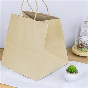[0204001] ถุงใส่สินค้า ถุงใส่ของ บรรจุภัณฑ์ ถุงกระดาษน้ำตาลหูเกลียว ใส่กล่องเค้ก 1 ปอนด์