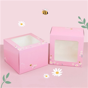 [0101118] กล่องขนม กล่อง กล่องบรรจุภัณฑ์ กล่องเค้ก 1 ปอนด์ ทรงสูง ลาย Little daisy
