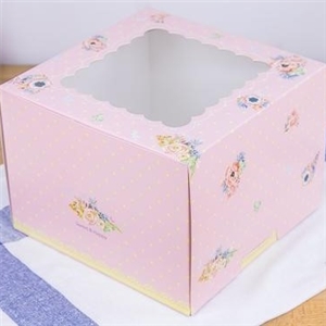 [0101026] กล่องใส่ขนม กล่อง กล่องบรรจุภัณฑ์ กล่องเค้ก 1 ปอนด์ ทรงสูง ลายชมพูดอกพิโอนี่