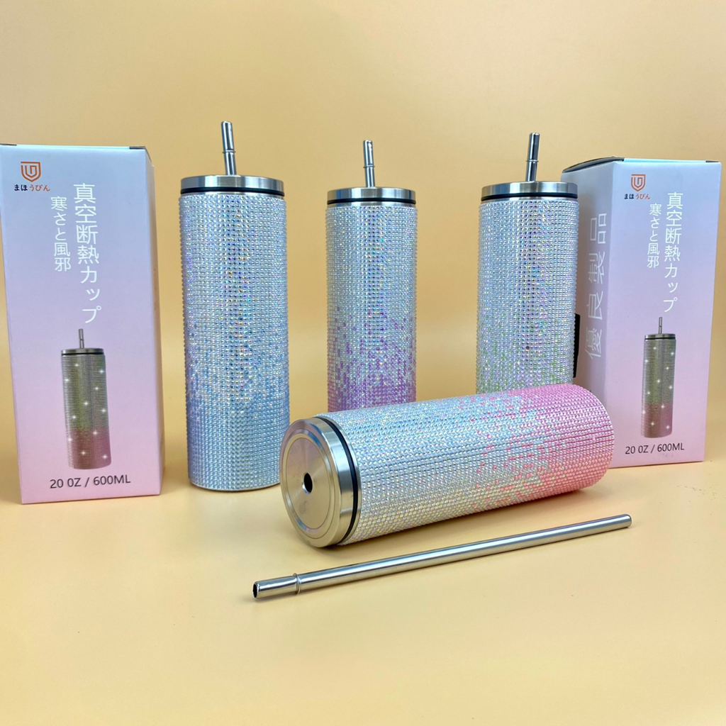 ของพรีเมี่ยมแก้วแต่งเพชร กระบอกน้ำ แก้วติดเพชร งานฝีมือ DIYแก้วเก็บความร้อน-เย็น สแตนเลส 304 แก้วกระติกน้ําร้อน เย็น สเตนเลส ประดับเพชร