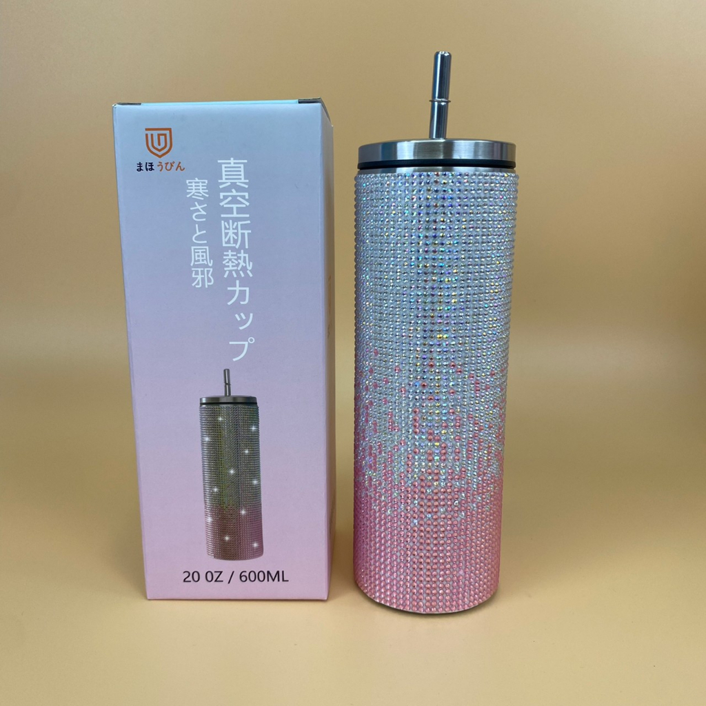 ของพรีเมี่ยมแก้วแต่งเพชร กระบอกน้ำ แก้วติดเพชร งานฝีมือ DIYแก้วเก็บความร้อน-เย็น สแตนเลส 304 แก้วกระติกน้ําร้อน เย็น สเตนเลส ประดับเพชร