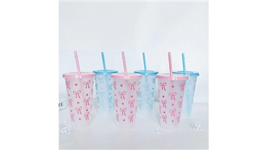 แก้วน้ำลายโบว์ สีพาสเทล น่ารัก ใช้งานสะดวก