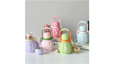 กระบอกน้ำสุญญากาศพกพา สีพาสเทลน่ารัก ใช้งานง่าย