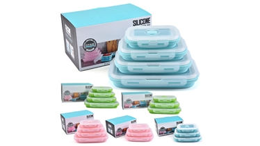 กล่องข้าวซิลิโคนพับได้แบบเซต 4 ใบ