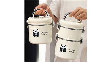 กล่องข้าวสแตนเลส 304 ลายหมีแพนด้า