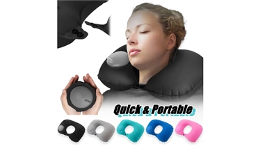 หมอนรองคอพกพาพร้อมปั๊มลมในตัว นุ่มสบายทุกที่ ไม่ต้องเป่า