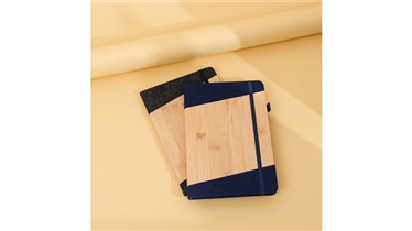 สมุดบันทึกปกไม้ไผ่และผ้าสักหลาด